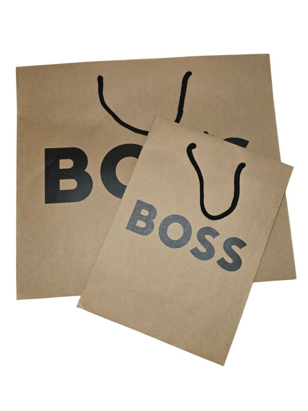 Boss Branded Kraft Paper Shopping Bags Set of 2 Reusable Totes Gift Bags VR9017
